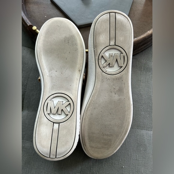 Michael Kors Gold Foil Sneakers 7.5 with Pearls and Rhinestones - Picture 4 of 9